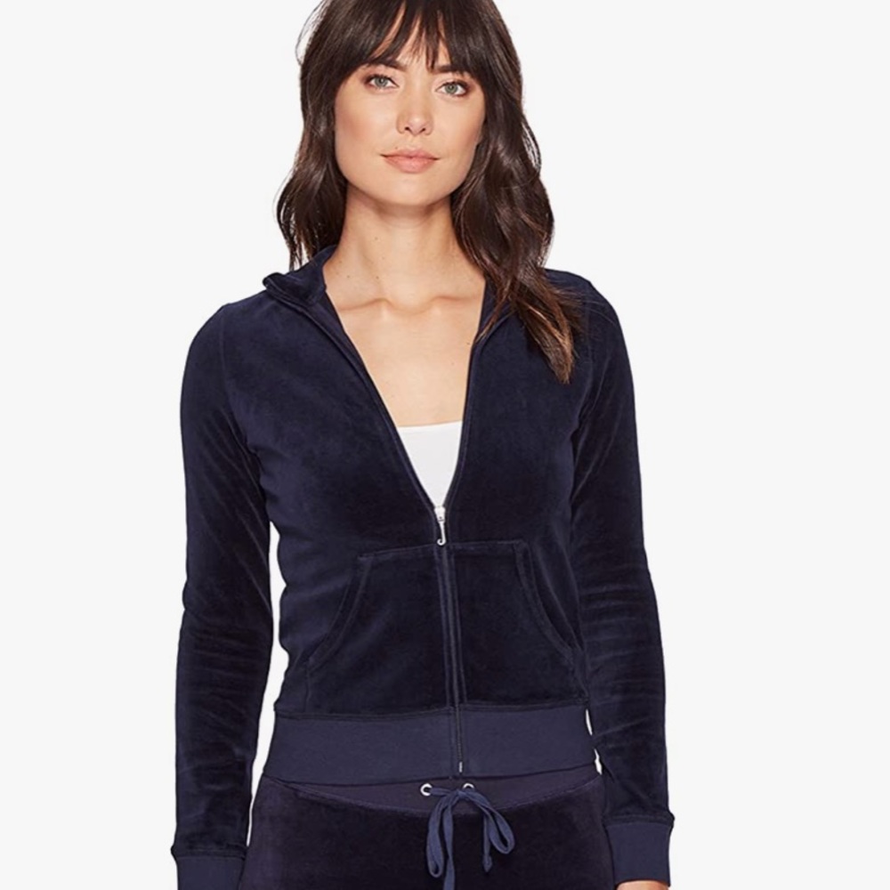Juicy Couture Navy Velour Track Hoodie